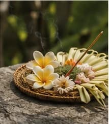 A traditional Balinese floral offering